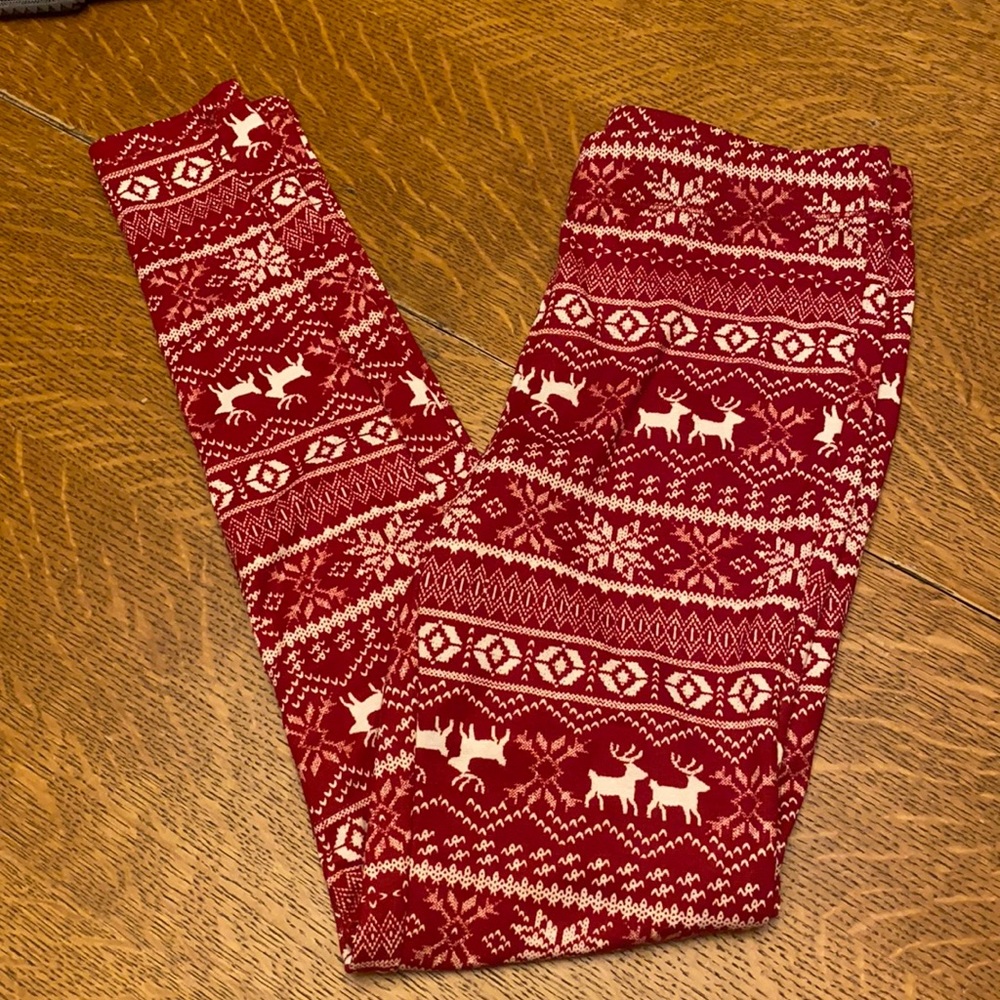 Christmas red/white leggings from Maurices